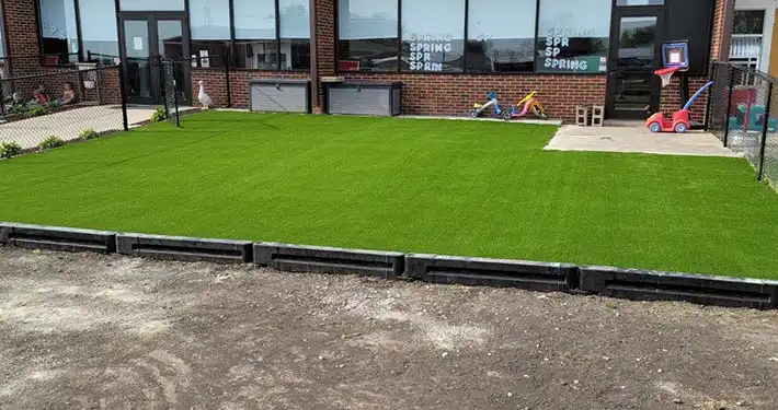 commercial daycare lawn turf installation